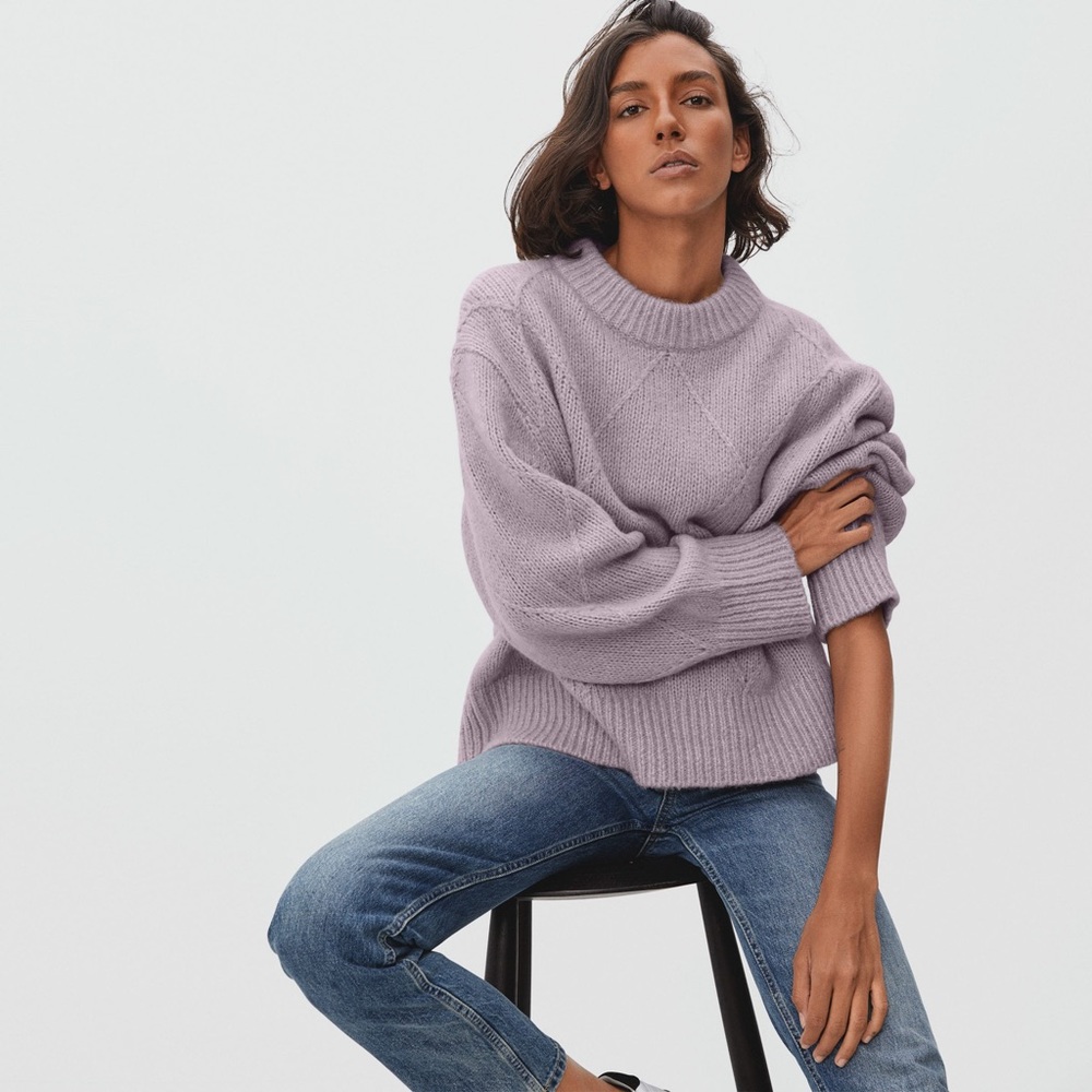 Everlane Cloud Crew Diamond Stitch Sweater